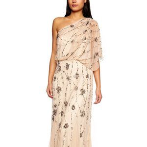 Adrianna Papell One Shoulder Beaded Gown | Size 12